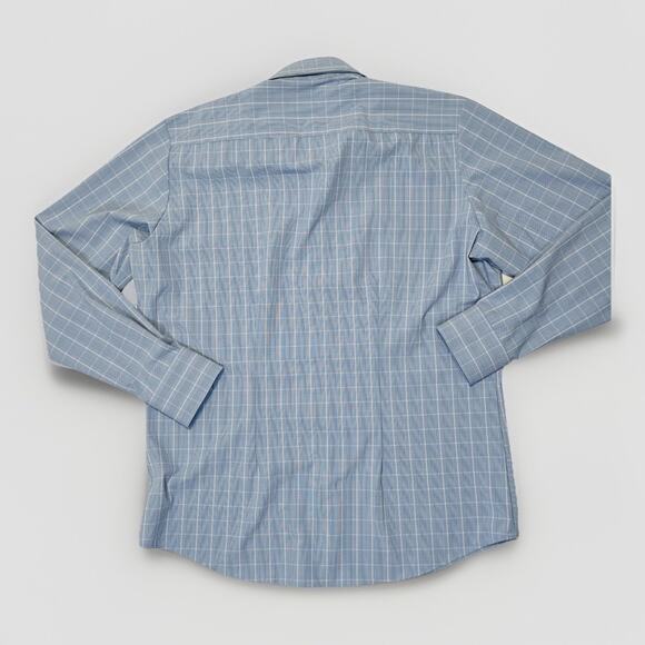 Mizzen+Main Shirt Mens Medium Blue Plaid Performance Dress Stretch Classic Fit - Picture 3 of 13